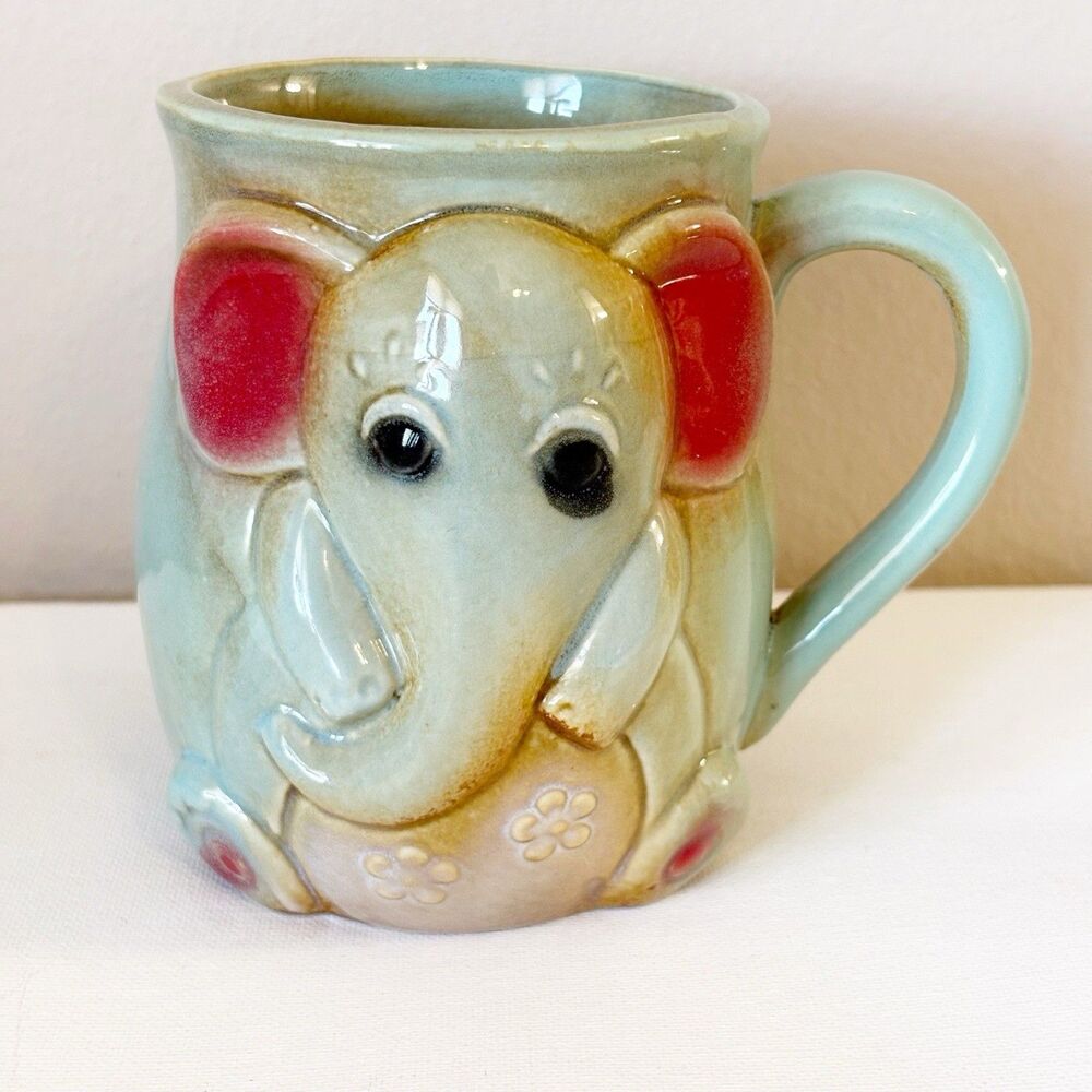 Midwood Brands Glazed Ceramic Decorative Elephant 3D Coffee Cup Mug